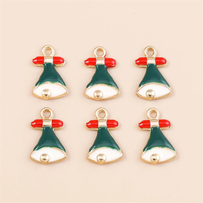 

20pcs 11x18mm Cute Enamel Christmas Bell Charms for Jewelry Making Earrings Pendants Necklaces Bracelet Accessories DIY Gifts