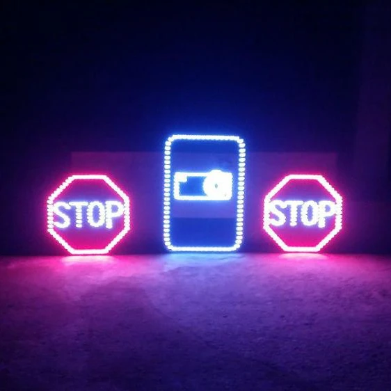STOP Solar Powered Road LED Flashing Signs