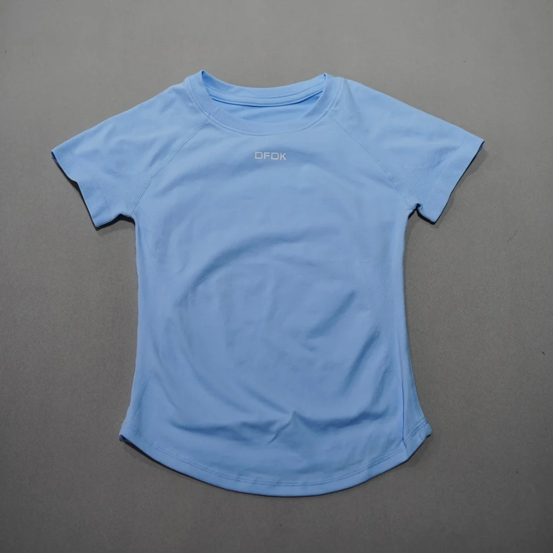 FDK New Arrival Women Elastic Sports Top Short Sleeve Round Neck Quick Dry Anti Sweat Soft Breathable Gym Yoga Athletic Blouse view 5