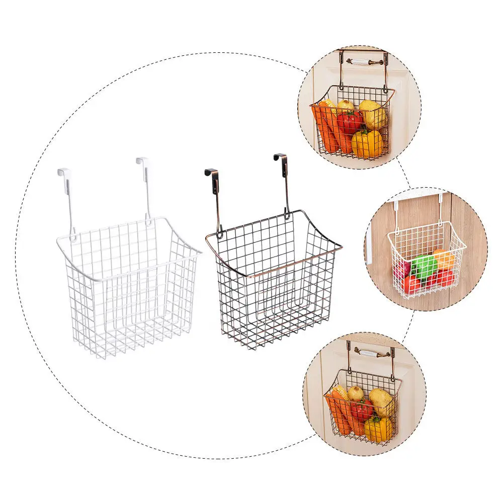 

Комплект из 2 подвесных корзин для хранения: железный органайзер для двери шкафа, экономящий пространство, для одежды, туалетных принадлежностей и повседневных вещей