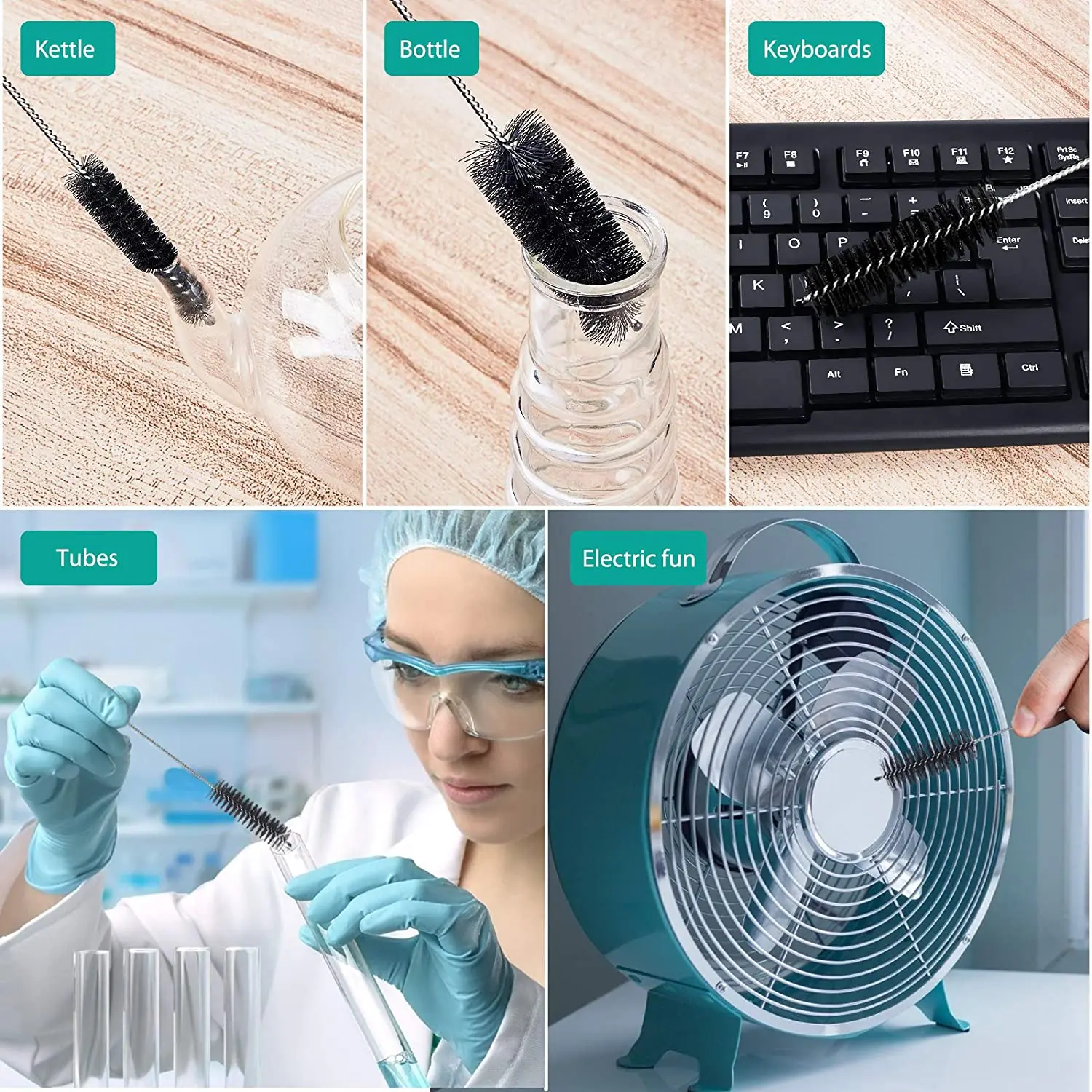 10/13Pcs Nylon Cleaning Brushes Set Tube Bottle Straw Washing Cleaner Bristle Kit Glasses Keyboard Household Car Cleaning Tool