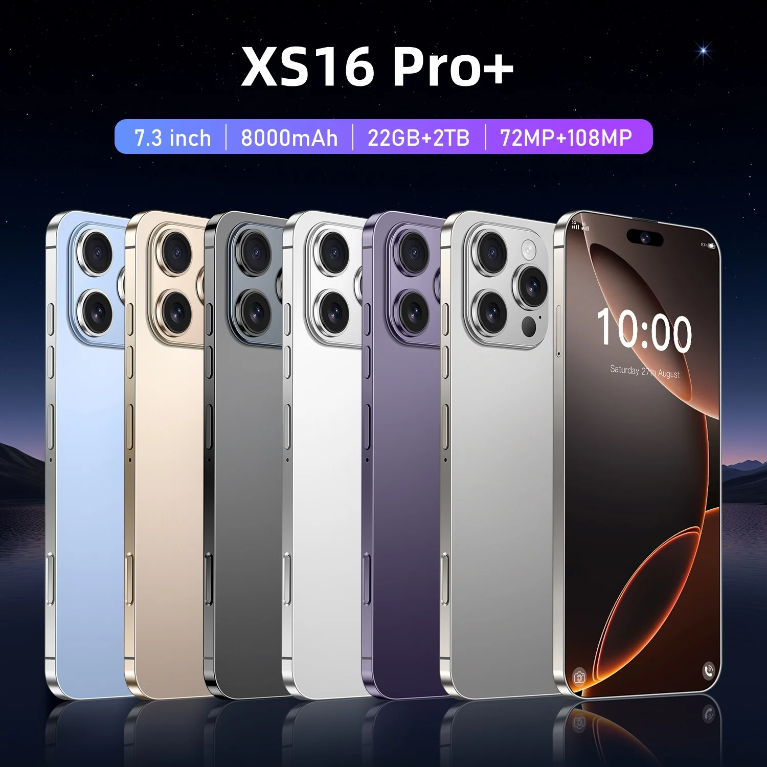2025 Hot Original For Brand Smartphone 7.3 inch XS16 ProMax Full Screen 4G 5G Cell Phone 8000mAh Mobile Phone Global Version﻿