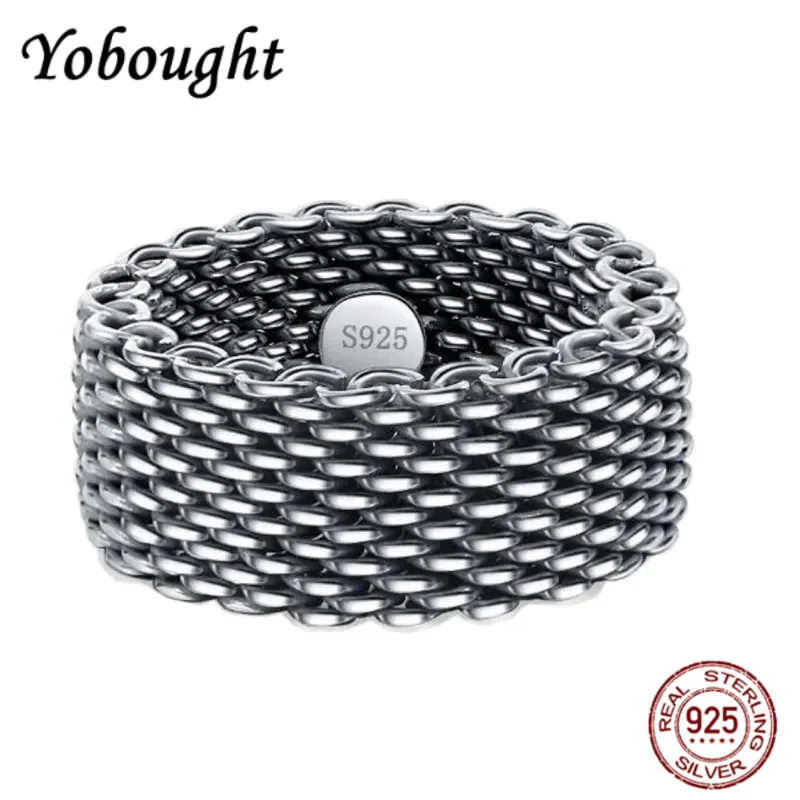 

New 100% S925 Sterling Silver Rings for Men Women New Fashion Woven Vintage Pure Argentum Hand Jewelry
