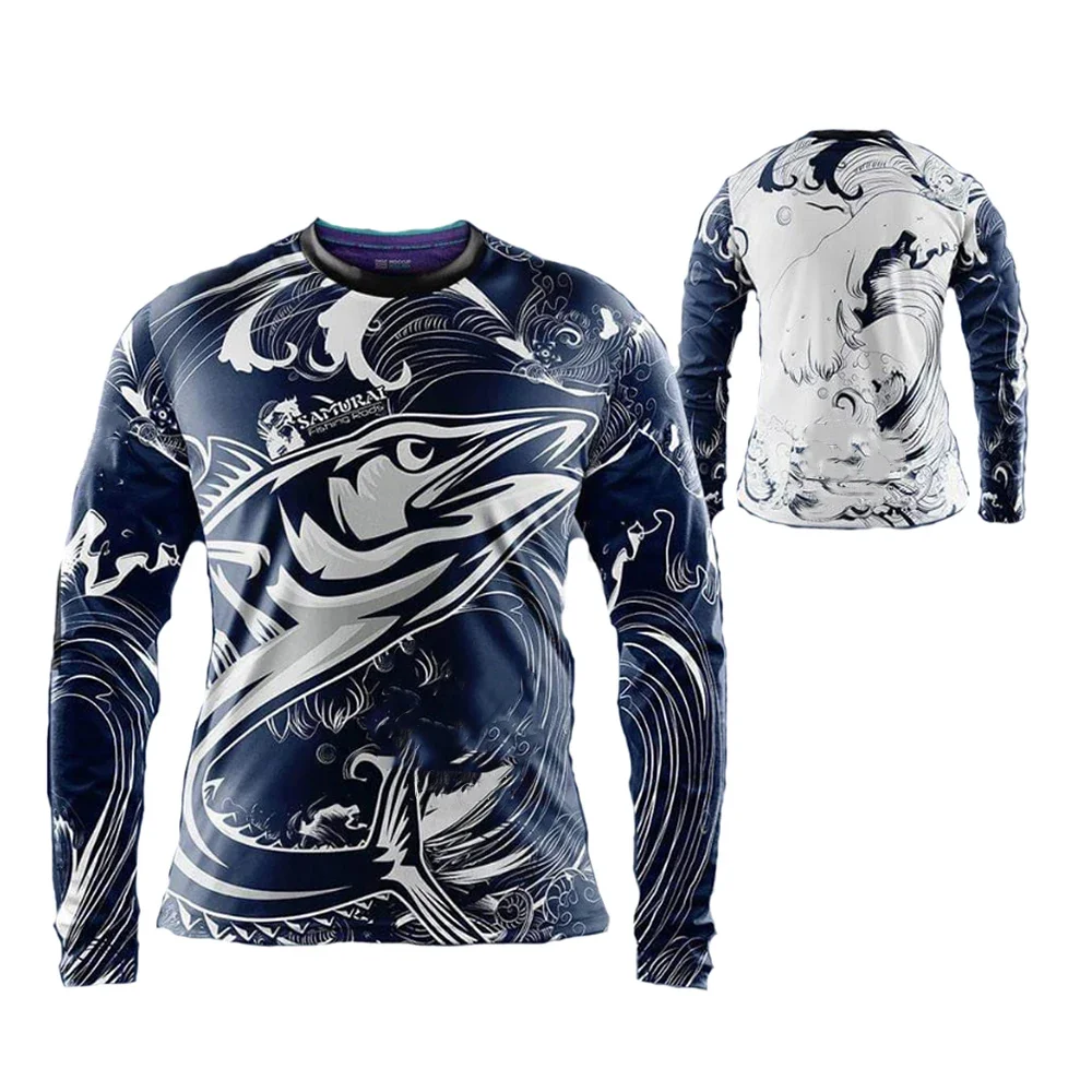 

2024 New Outdoor Fishing Clothing Sunscreen Summer Long Sleeve Fish Print Casual Shirts