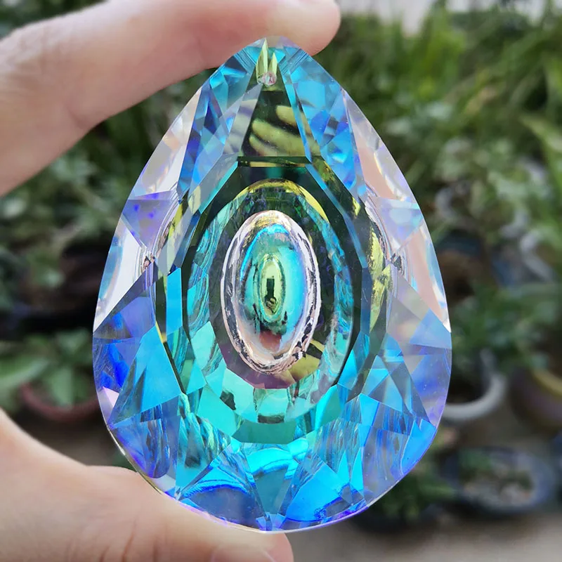 76mm Crystal Prism Suncatcher chakra Hanging Pendant Chandelier Parts Home Decoration Figurine Christmas Ornament Sun Catchers