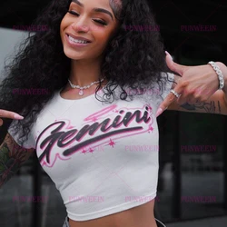 Y2k 90s Streetwear Print Gemini Angel Versatile T-shirt Emo girl Vintage 90s Aesthetic Goth Fun Graphic Chic Y2K O-Neck Crop Top