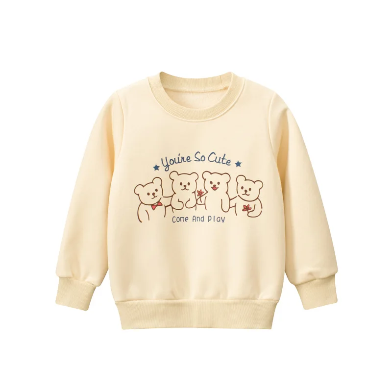 

2024 new, small girls spring and winter cartoon bear turtleneck fleece long-sleeved sweater 90-100-110-120-130-140