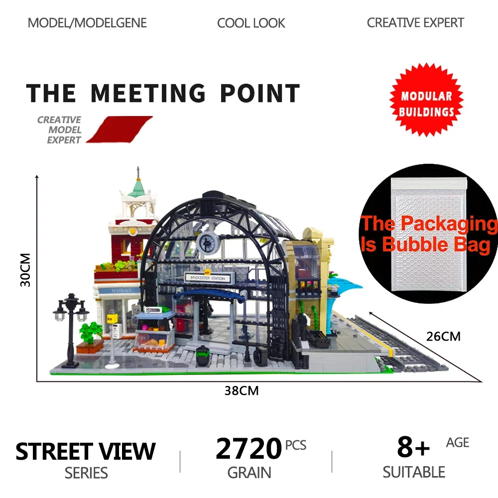 

Street View The Meeting Point Model Building Blocks Medieval Architecture Railway Station Creative Expert Bricks Toys For Gifts