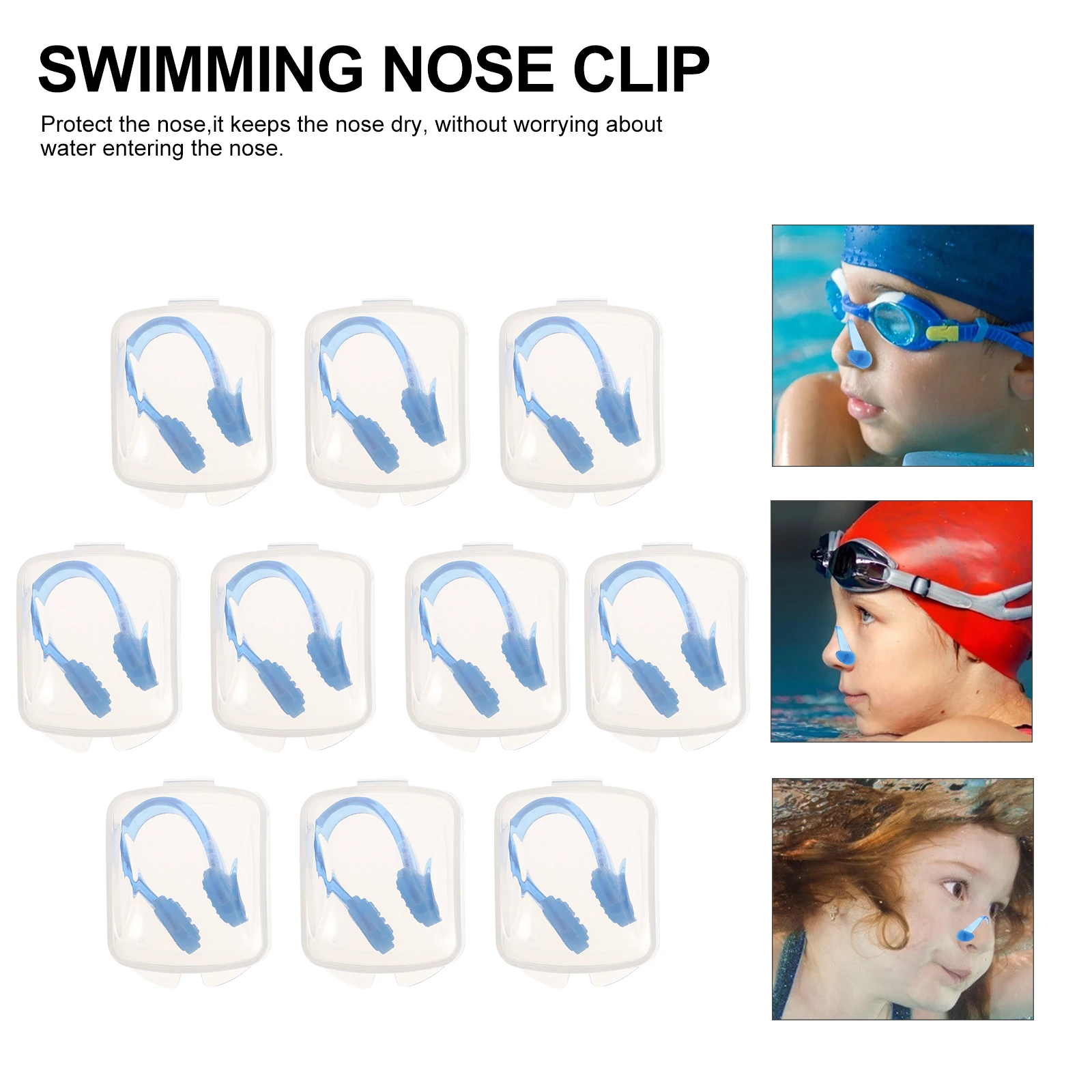 

10 Pcs Silicone Nose Clip for Swimming Reusable Pool Accessories Waterproof Swim Clips Beginners Children Nose Protector