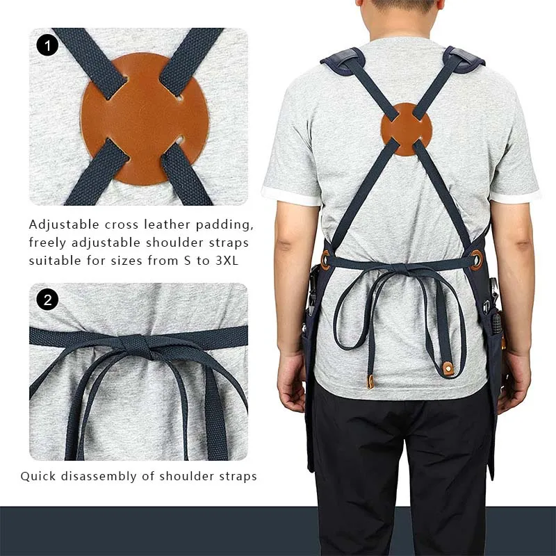 Thickened Waterproof And Wear-Resistant Kitchen Canvas Adult Man Auto Repairman Lumberjack Multi-function Tool Pocket Apron