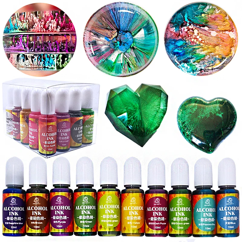 10ml Epoxy Resin Pigmen Alcohol Liquid Colorant Dye Art Ink Diffusion DIY Epoxy Resin Mold For Jewelry Making Supplies 24 Colors