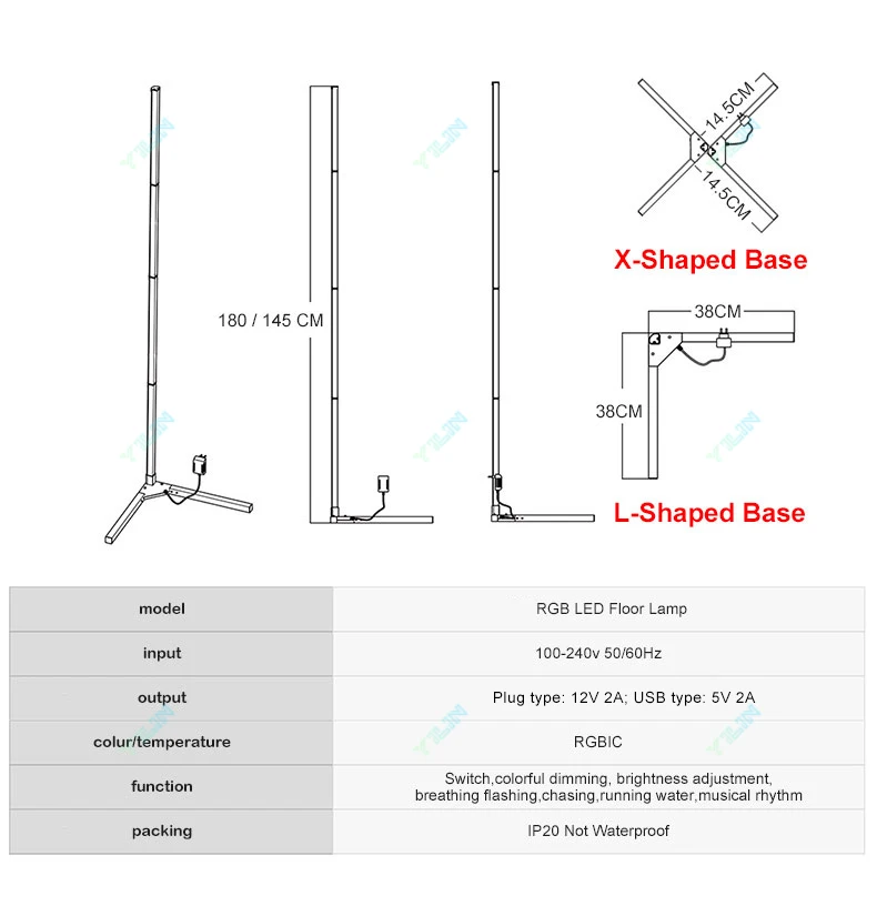 145/180CM RGBIC LED Floor Lamp WIFI Smart APP Remote Control Modern Corner Floor Light Standing Ambient Lamp Decor Nightlight