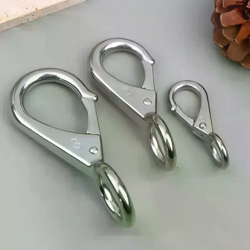 High Strength Stainless Steel 304 Spring Snap Hook Carabiner Fixed Eye Clip Outdoor Utility Equipment