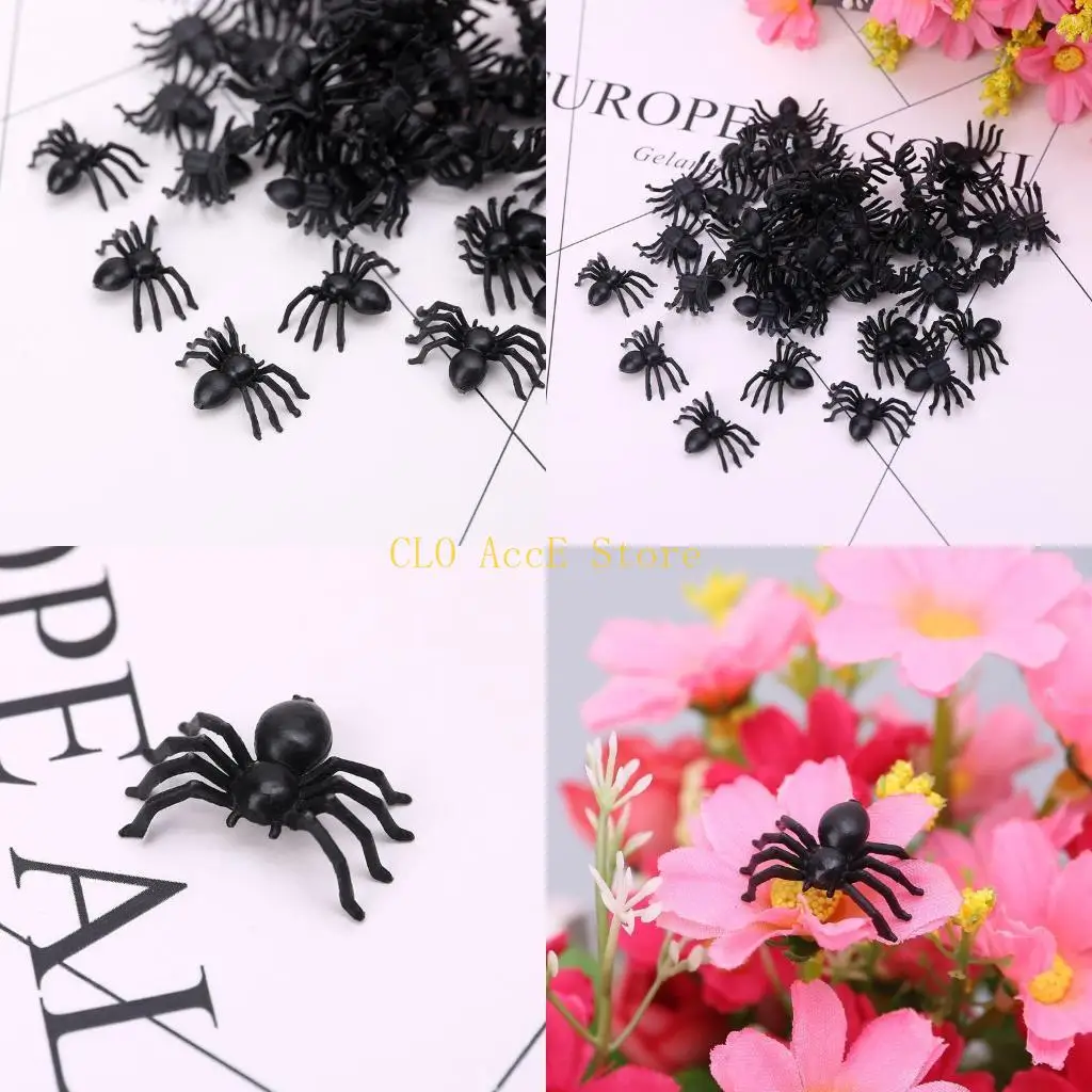 

16FE 50Pcs Small Black Plastic Fake Funny Joke Prank Props Halloween Deco