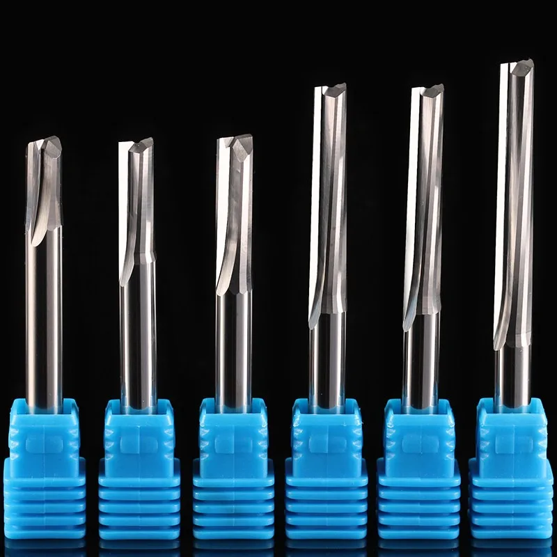 6mm Shank Double Flute Straight Slot Carbide Milling Cutter CNC Router Bit For Acrylic PVC Wood Density Board Engraving