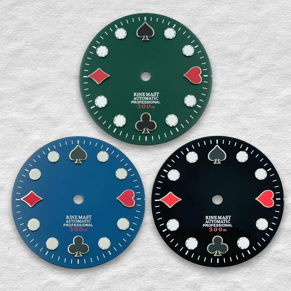 

28.5mm S Logo Dial Poker Dial Suitable For NH35 NH36 Automatic Movement Watch Green Luminous Modification Accessories