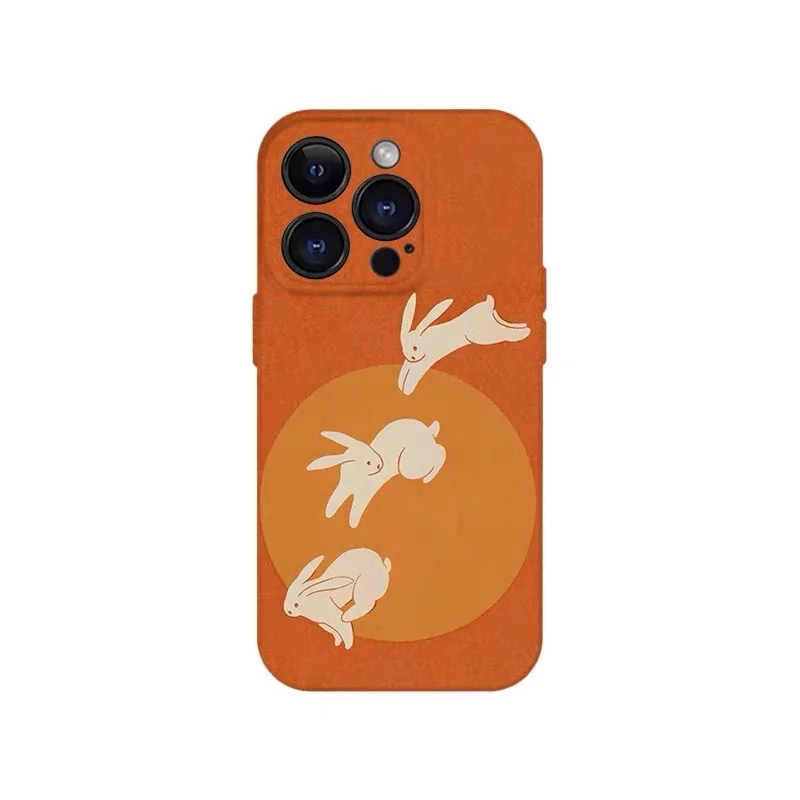 

Orange Jade Rabbit Around The Moon Phone Case for IPHONE 17 Air 16E 15 PROMAX 14 Plus 13 12 MINI 11 PRO XR Acrylic Phone Cover