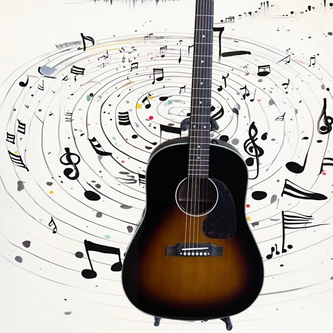 Free Shipping J45 Acoustic Guitar Sunburst Gloss 41 Inch White Binding Folk Guitar Rosewood Wood Guitar Rich Tone Collection