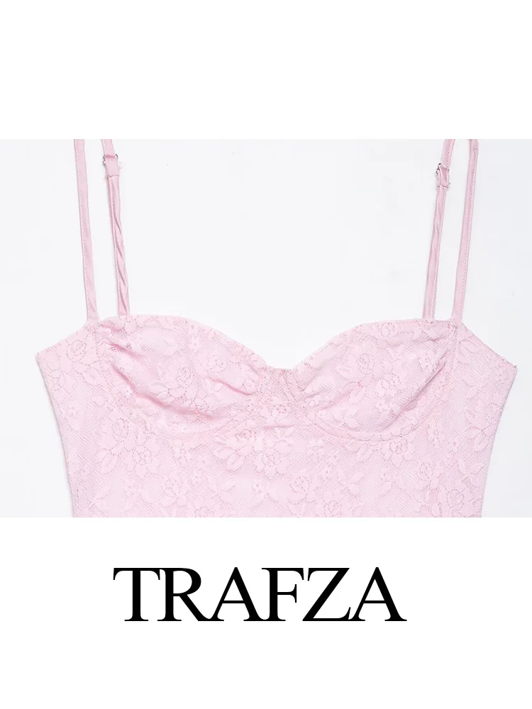 여성 여름 패션 V넥 슬림 레이스 새틴 백리스 스플라이싱 장식 롱 드레스 여성 우아한 민소매 미디 드레스