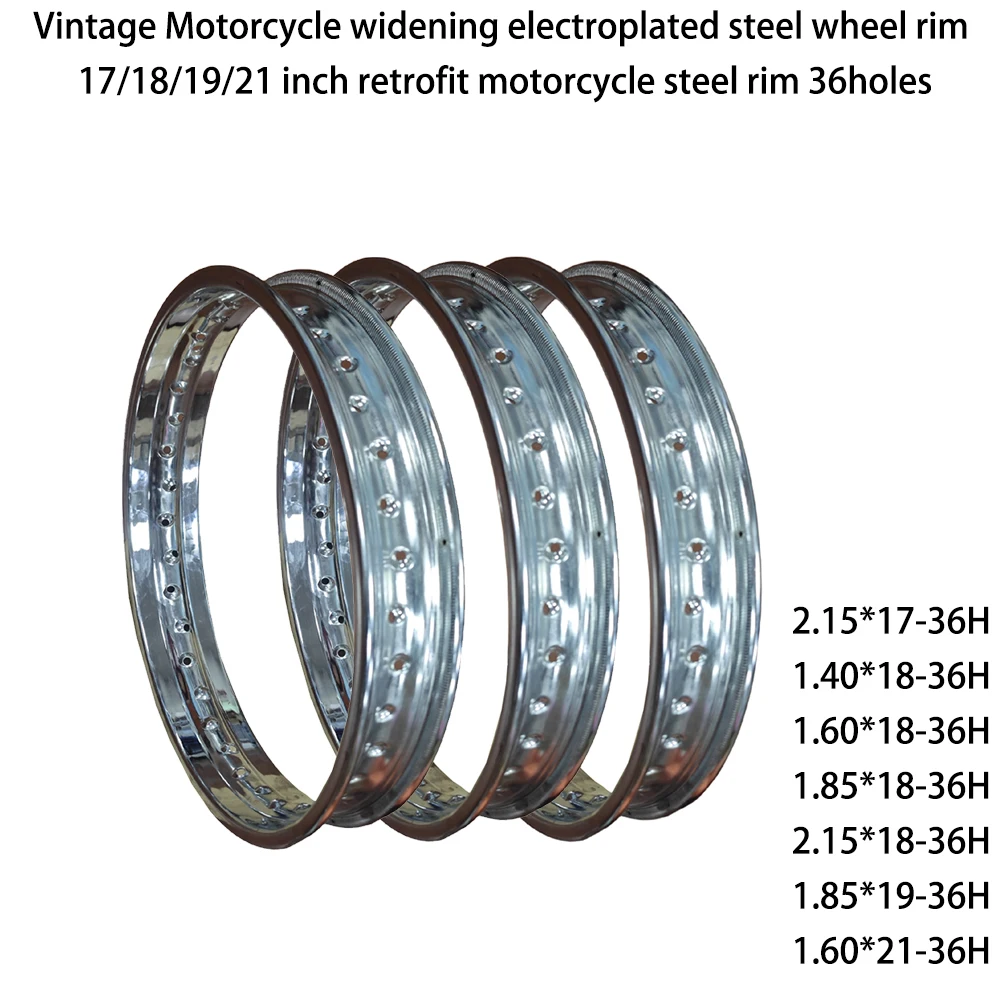 

Vintage Motorcycle widening electroplated steel wheel rim 17/18/19/21 inch retrofit motorcycle steel rim 36holes