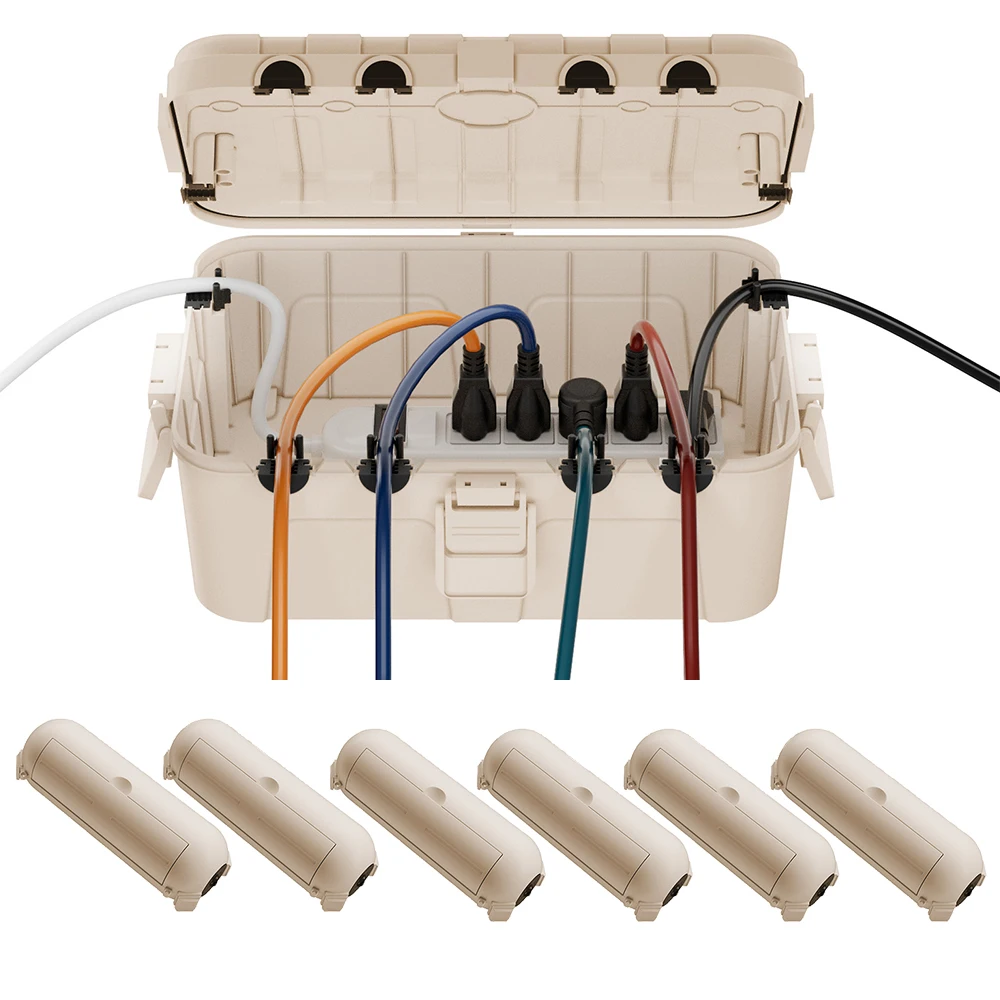 

1 Extra Large with 6 Small Size Weatherproof Extension Cord Safety Cover IP54 For Power Strip Timer Plug Christmas Decoration