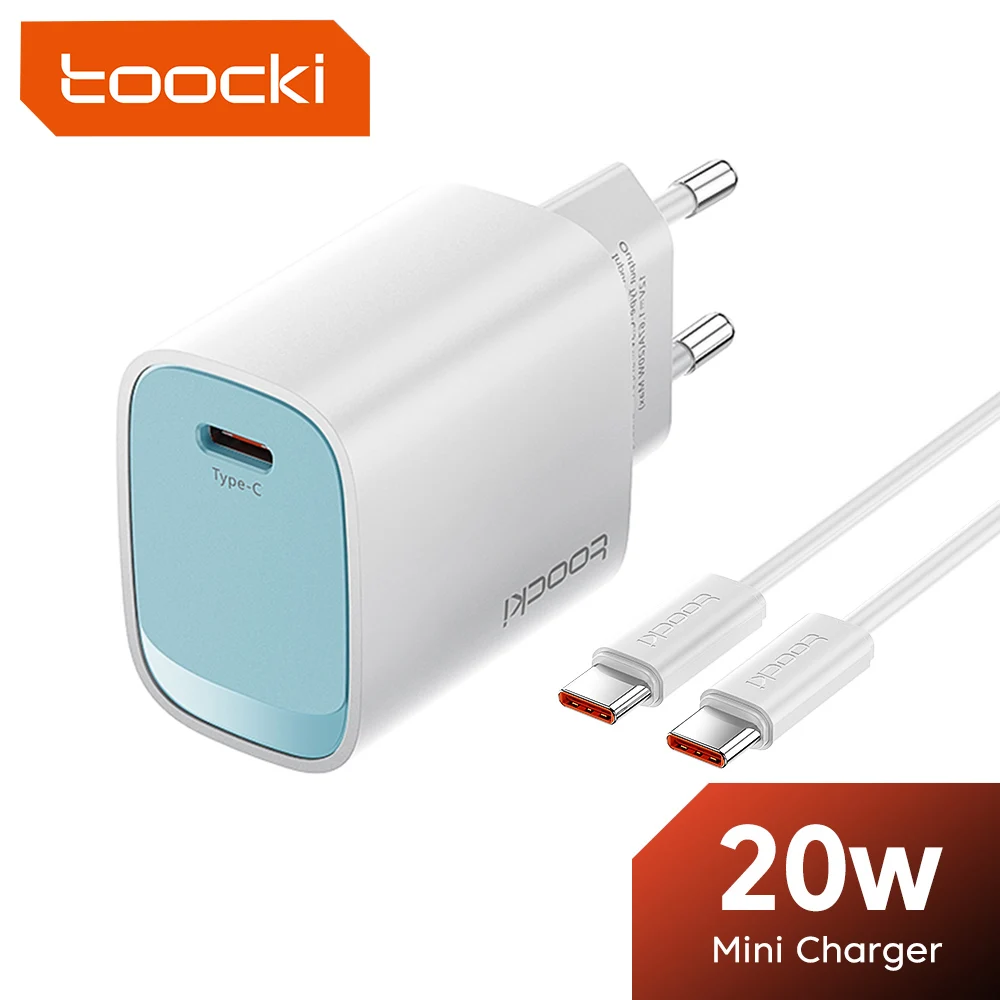 Toocki 20W USB C Charger PD Fast Charging QC4.0 3.0 Portable USB Charger with 60W 1M USB C to Type C Cable for iPhone Xiaomi SMS