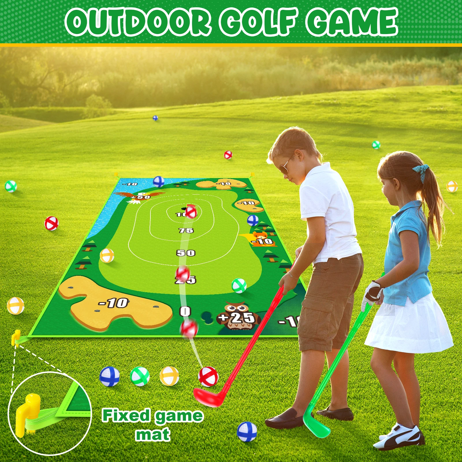 Golf toy set, Golf beginner practice set, suitable for indoor and outdoor, suitable for gifts to boys and girls over 3 years old