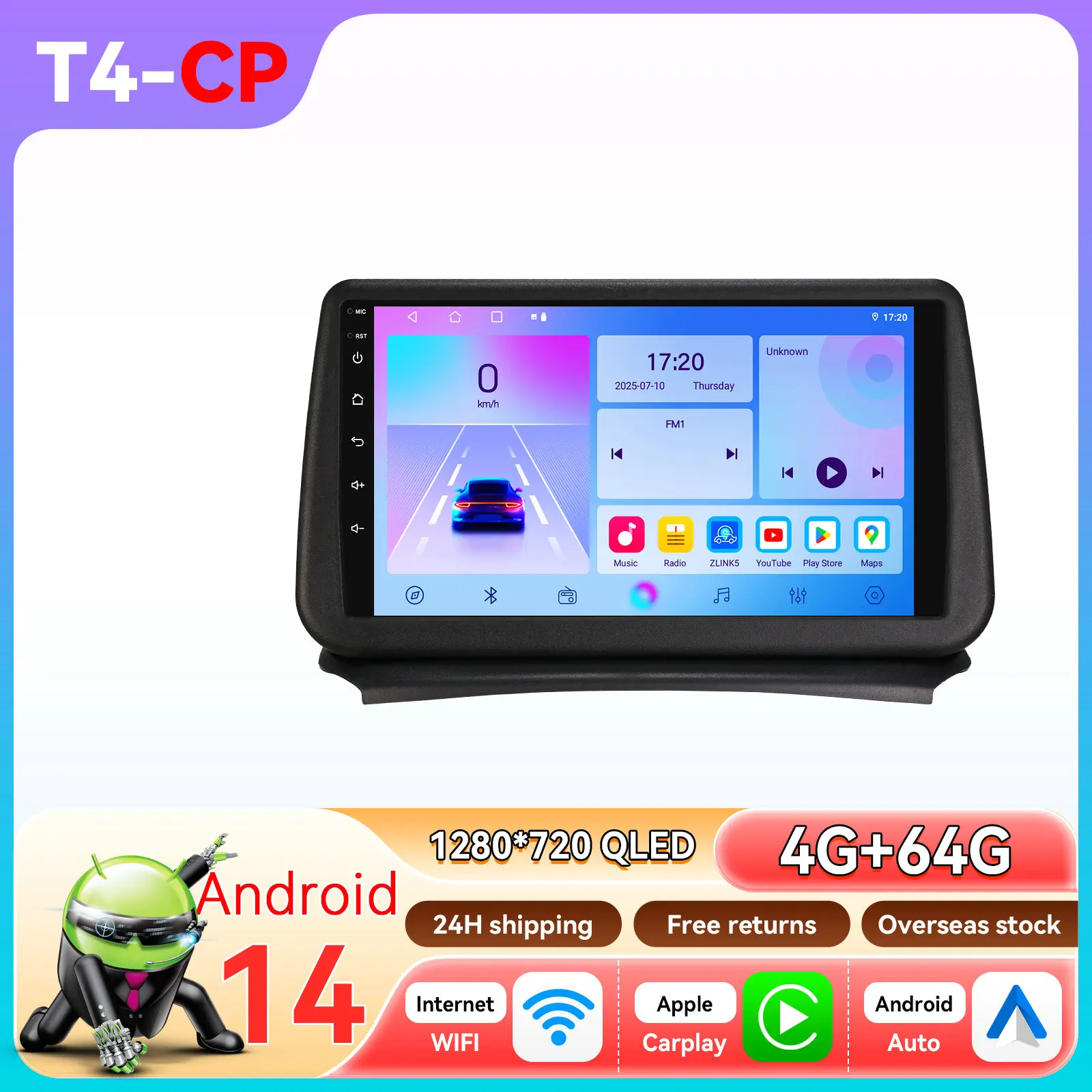 Hizpo 8-Core 2-DIN AI Android 14 autoradio voor Opel Zafira C 2010-2016, multimediasysteem met GPS, 4G, Carplay en 360° camera, aangedreven door Snapdragon 6115