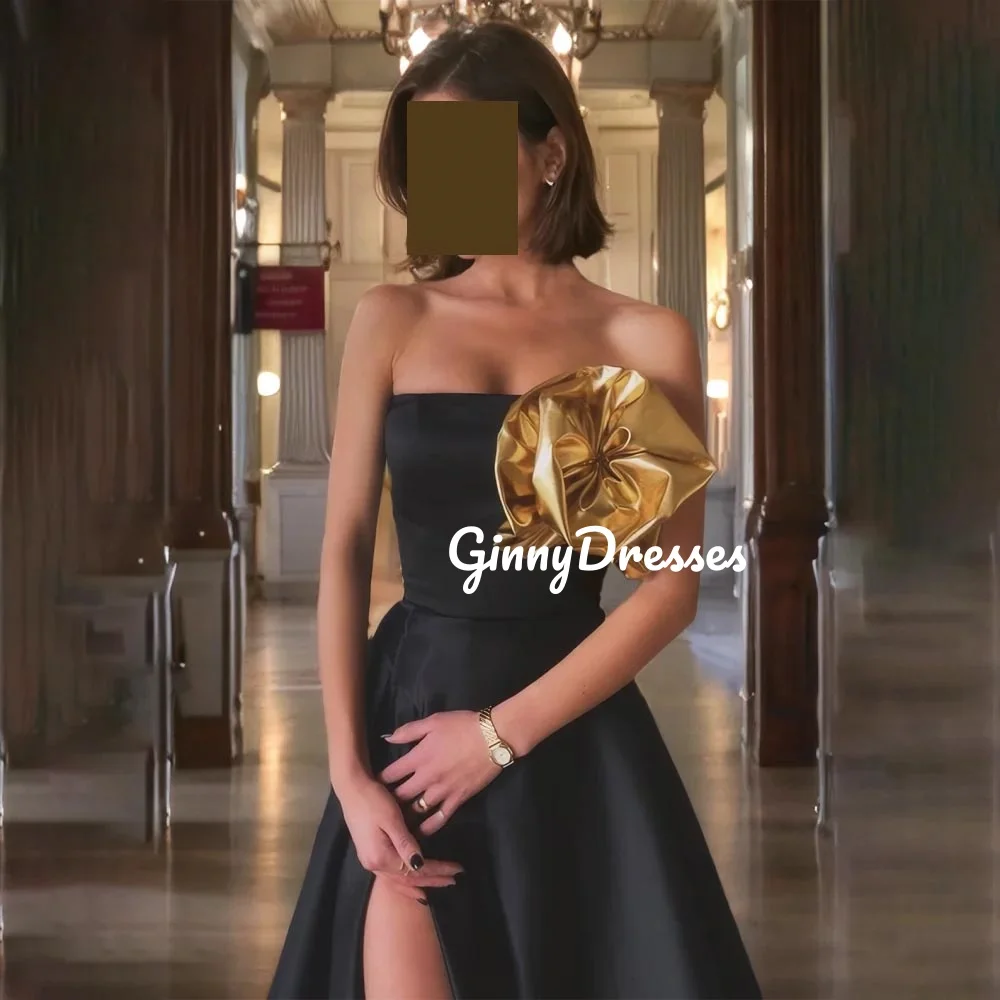 فستان زفاف مخصص على شكل حرف A فساتين سهرة فاخرة بدون حمالات بطول الأرض وسحاب حتى فساتين بطانة بدون أكمام