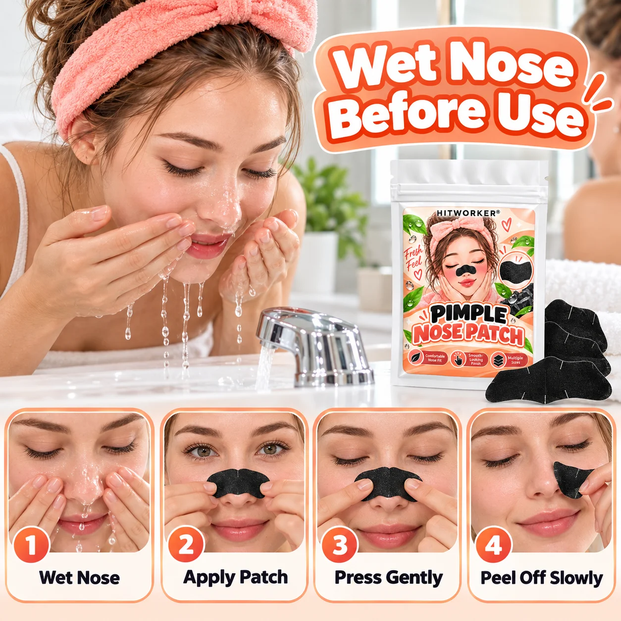 HITWORKER 10/20/30 Strips Black Nose Patch Stickers, Daily Nose Care Strips for Simple Beauty Routine