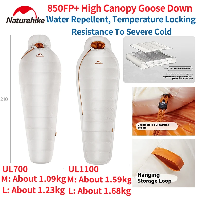 

Naturehike High-Altitude UL Mummy Down Sleeping Bag With Triangular Lining Structure Locked Temperature Velvet Compartment For