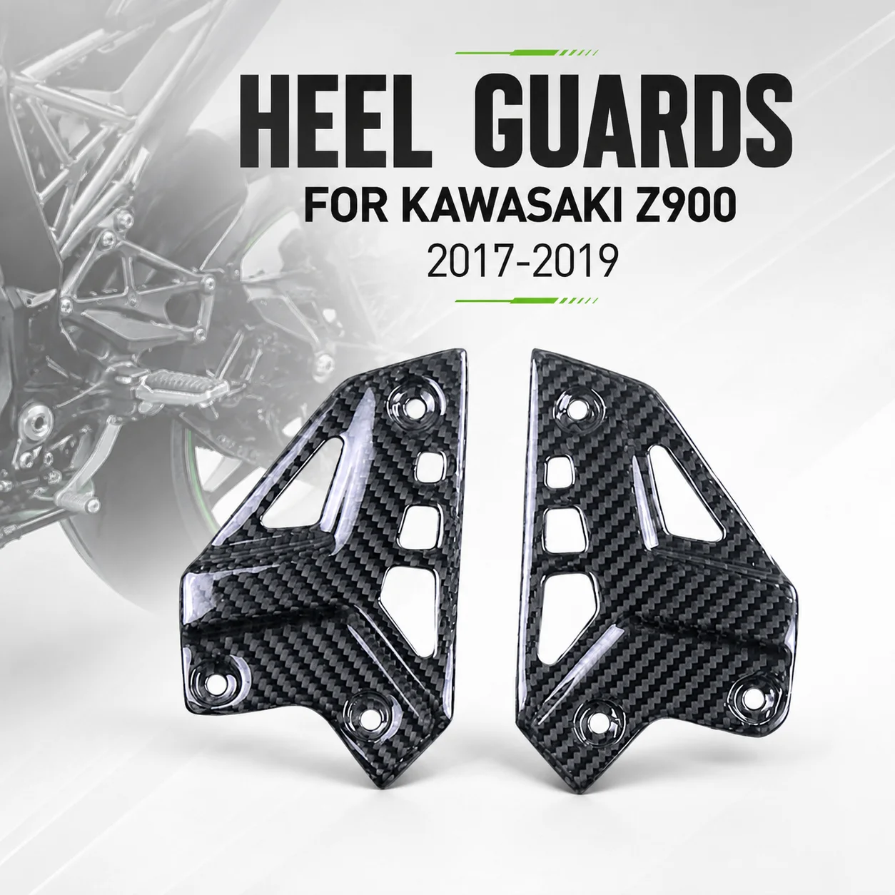 Heel Guards Heel Plates Carbon Fiber Footrest Guard Plates Side Area for Kawasaki Z900 Z 900 2017-2019 Motorcycle Accessories
