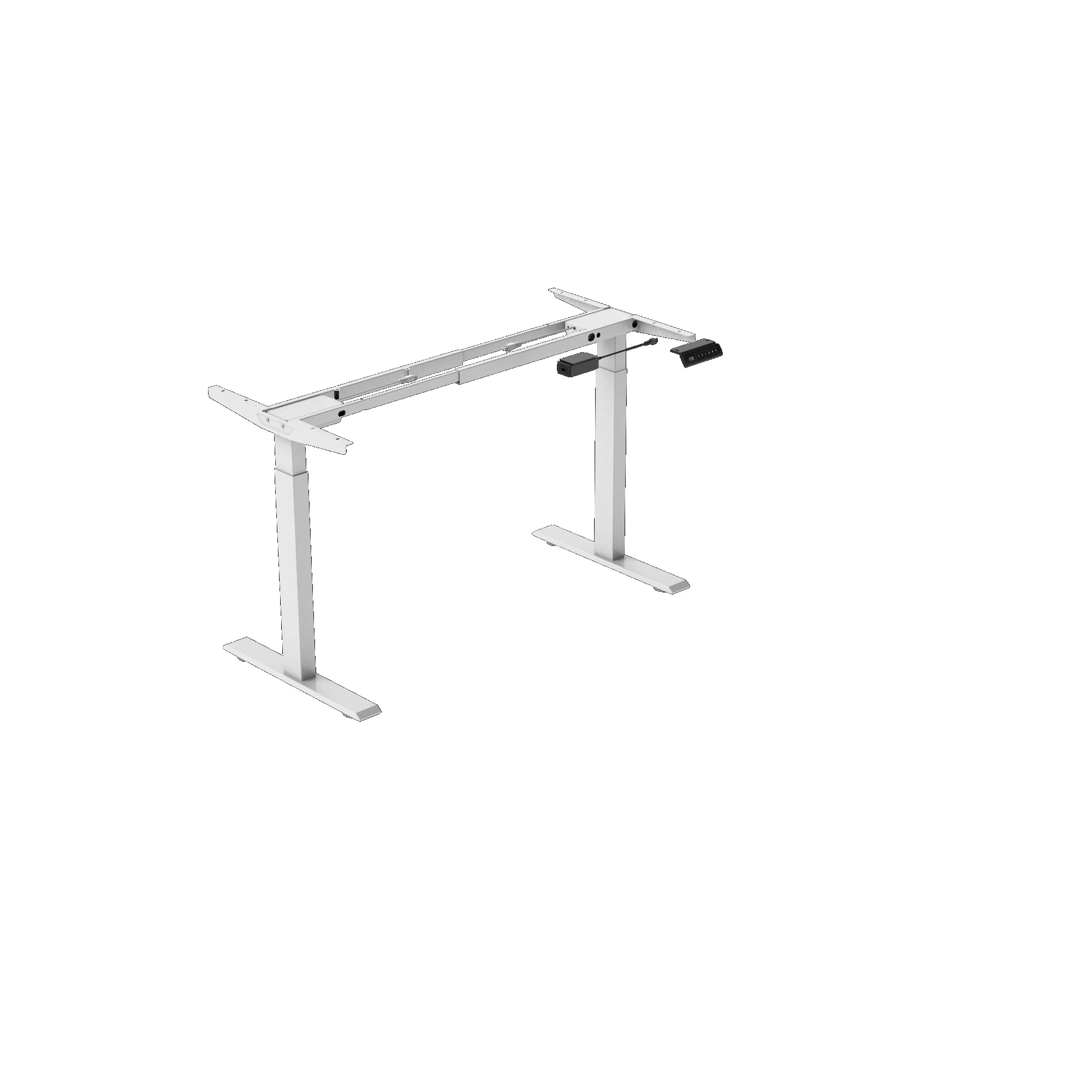 Bureau debout réglable en hauteur pour le bureau à domicile, bureau électrique assis-debout à double moteur, cadre 58x180cm avec 4 réglages de mémoire (plateau de bureau non inclus)