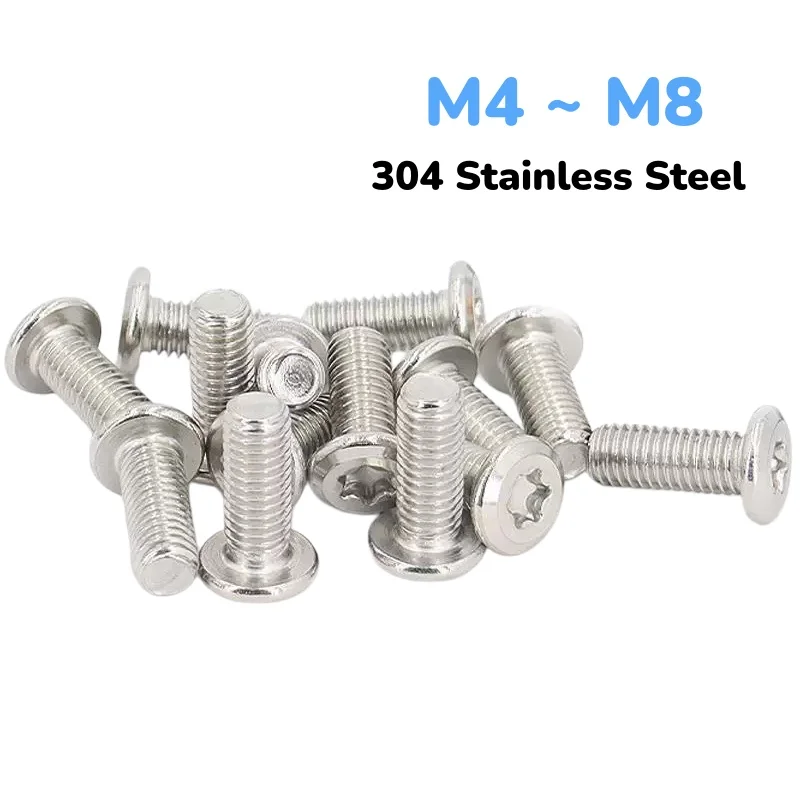 304 Stainless Steel M4 ~ M8 Chamfered Six-Lobe Anti-Theft Screw Large Flat Head Furniture Rivet Screws