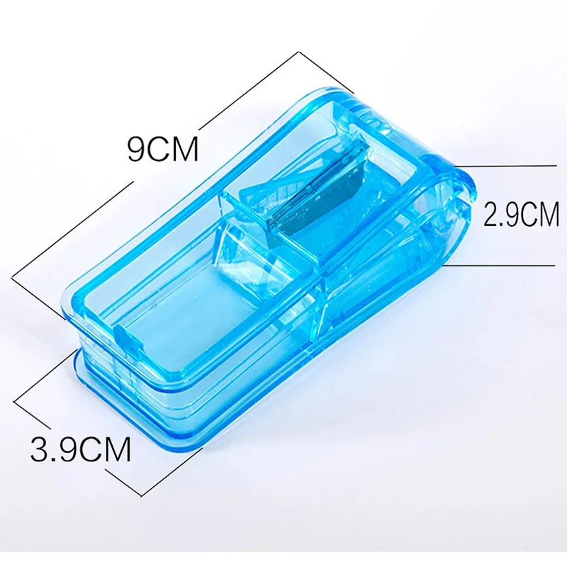 Clear Plastic Pill Cutter Tablet Splitter with Storage Sharp Blade Pill Splitter for 1/2 1/4 1/8 Small Large Pills