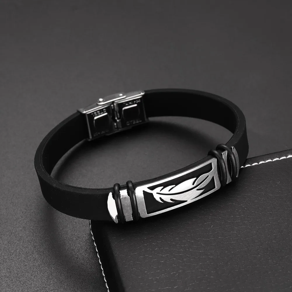 

Men's Popular Simple Fashion Feathered Bracelet Adjustable Silicone Bracelet Holiday Gift Party Accessories