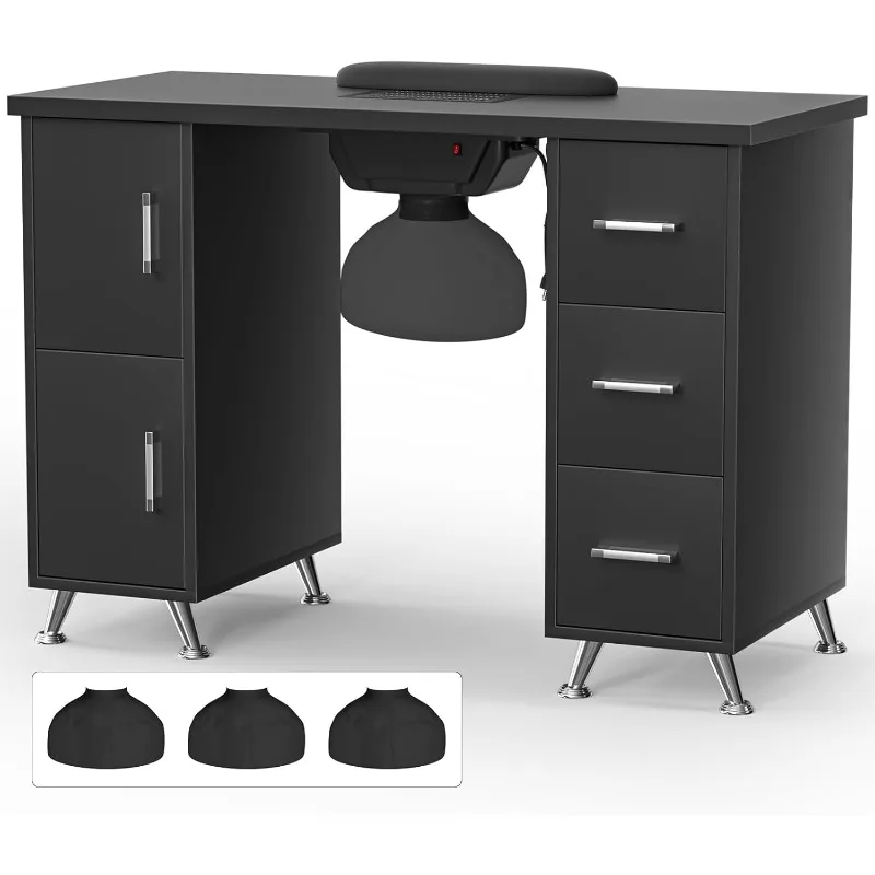 Table de manucure avec collecteur de poussière, bureau à ongles professionnel pour station de table de module d'ongle, armoire de proximité