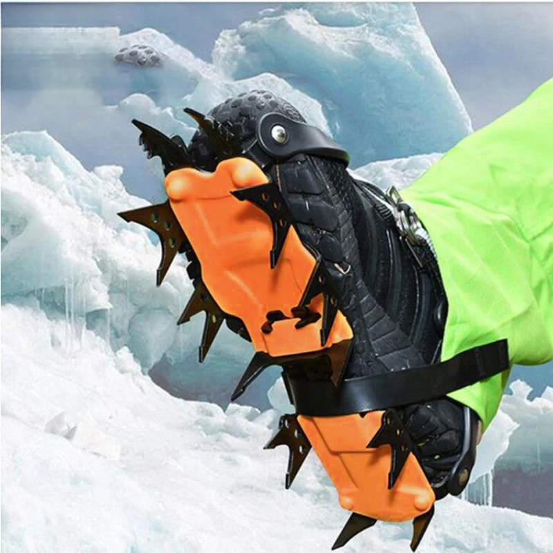 Crampons18Tooth Stainless Steel Snow Non-Slip Shoe Cover Snow Claw Rock Climbing Equipment Ice Grab Mountaineering Spike Chain