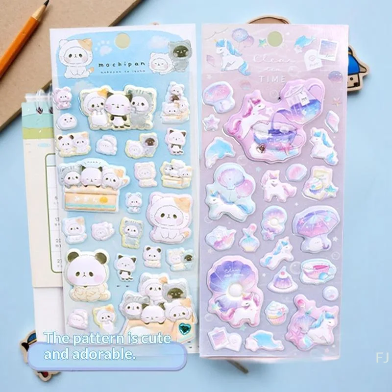 

6/6 Sheets Cute Kawaii Panda Cats 3D Puffy Stickers for Scrapbooking Journal DIY, Art Stationery & Creative Decor Supplies Gift