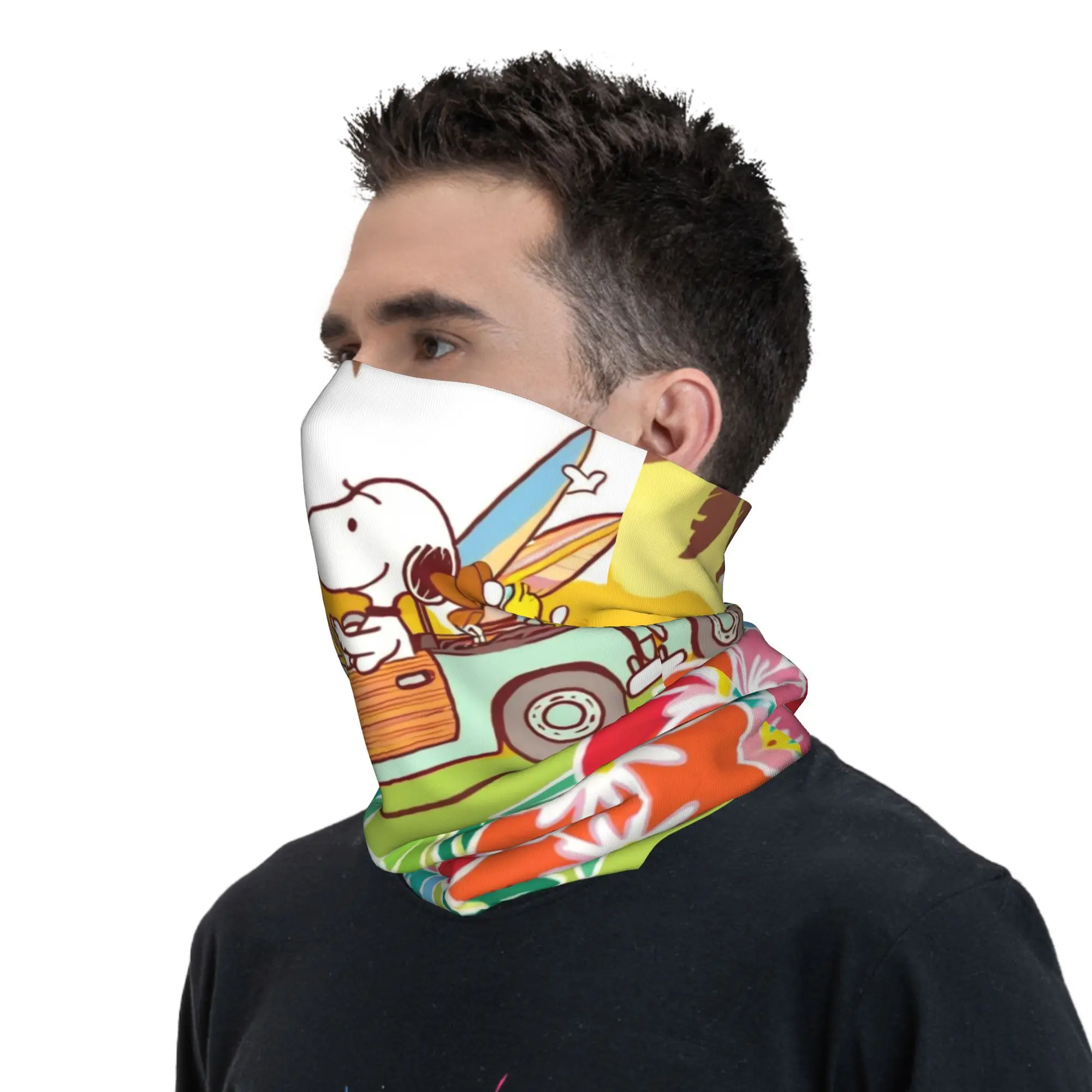 Peanuts S-Snoopys Bandana Neck Gaiter UV Protection Face Scarf Cover Simple Cartoon Fashion Printed Headband Tube Balaclava
