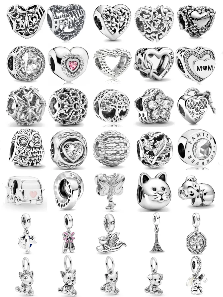 925 Silver Heart Shape, House Bead Dance Shoes, Dog,Cat Pendant Suitable for European Original Bracelet DIY Exquisite Jewelry