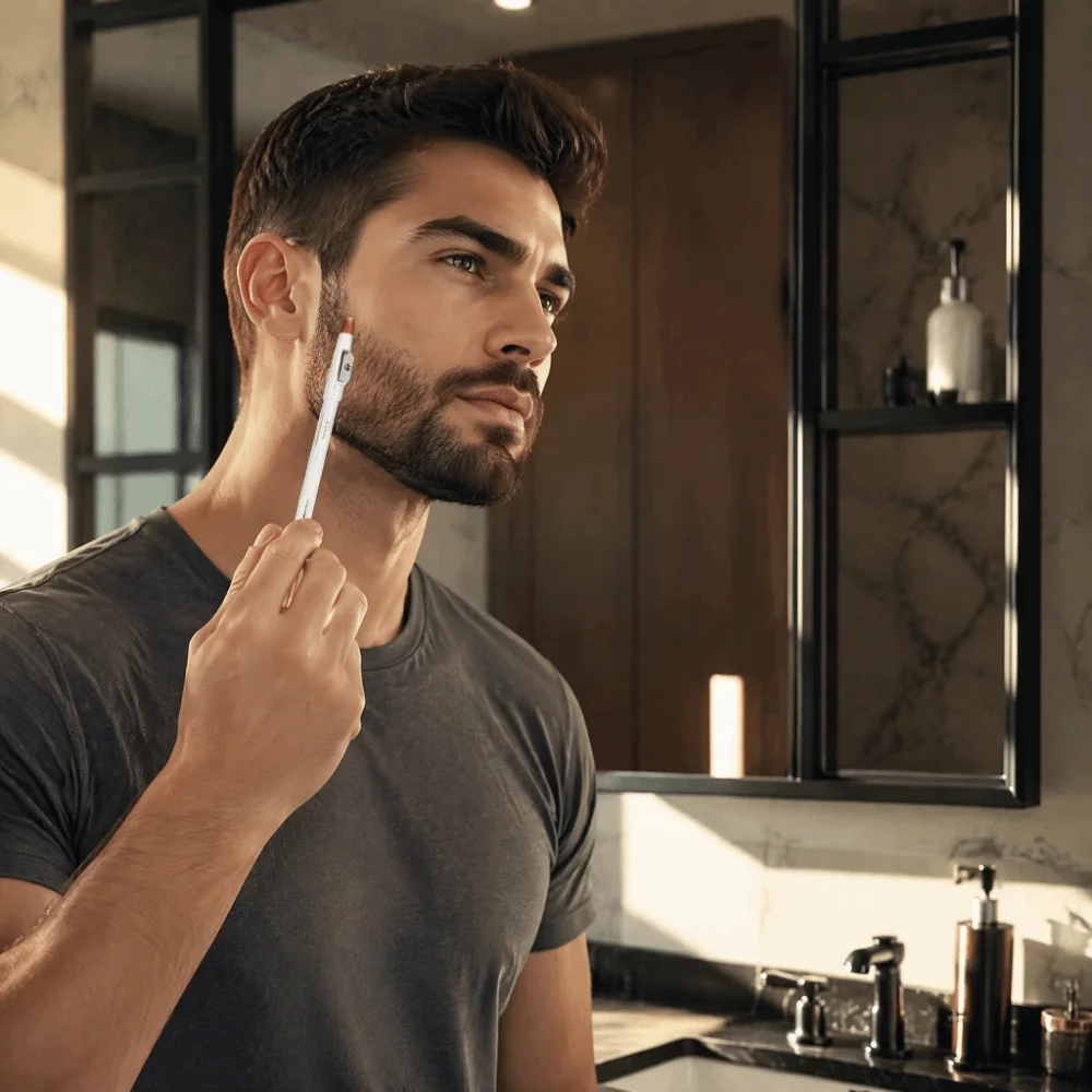 2pcs Professional Minerals Beard Lineup Pen White Color Easy To Use Beard Pencil Filler With Sharpener Beard Liner Pen