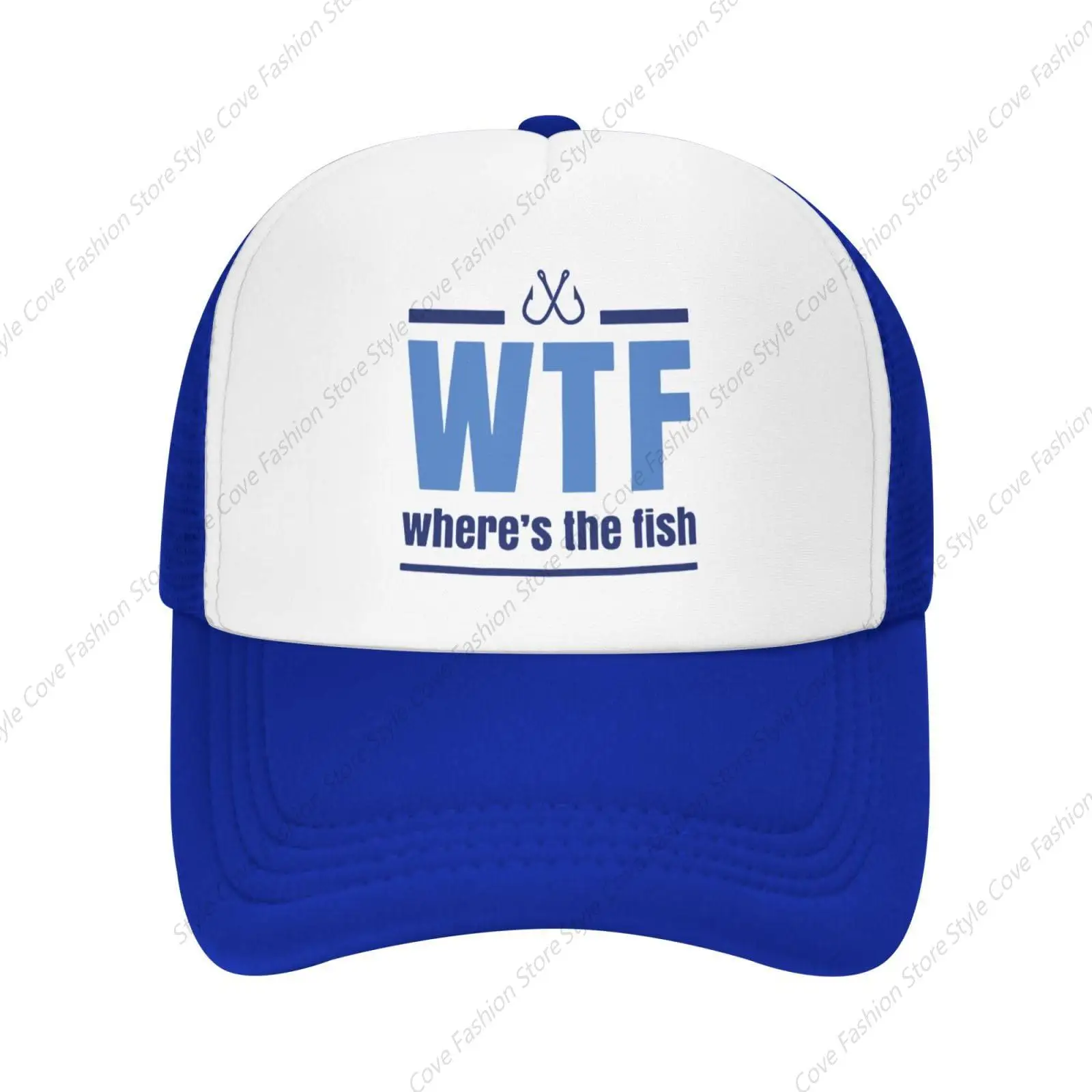 

WTF Where's The Fish Mesh Baseball Cap Men Women Baseball Hat Adjustable Adult Mesh Hat Hip Hop Truck Hat Four Seasons Castette