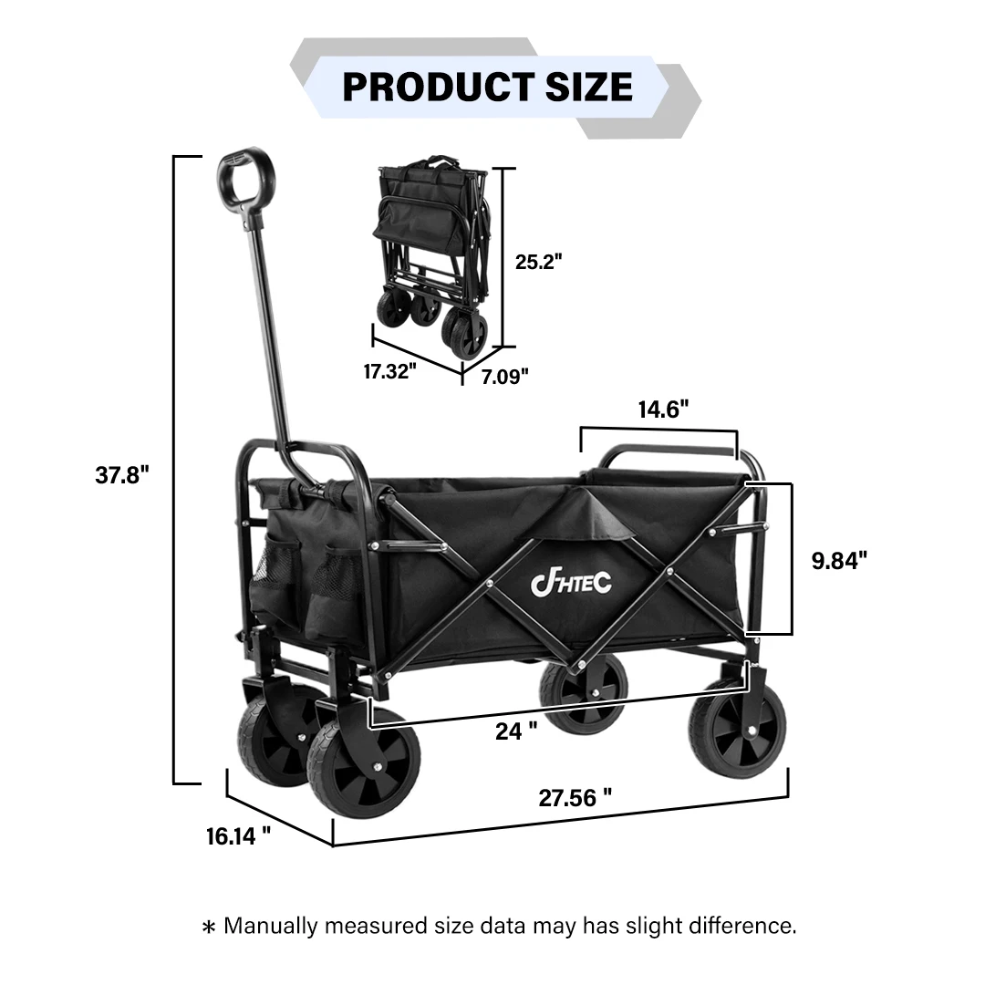 Outdoor Lightweight Portable Folding Utility Grocery Shopping Cart for Camping Sports Beach and Shopping Collapsible Wagon Cart