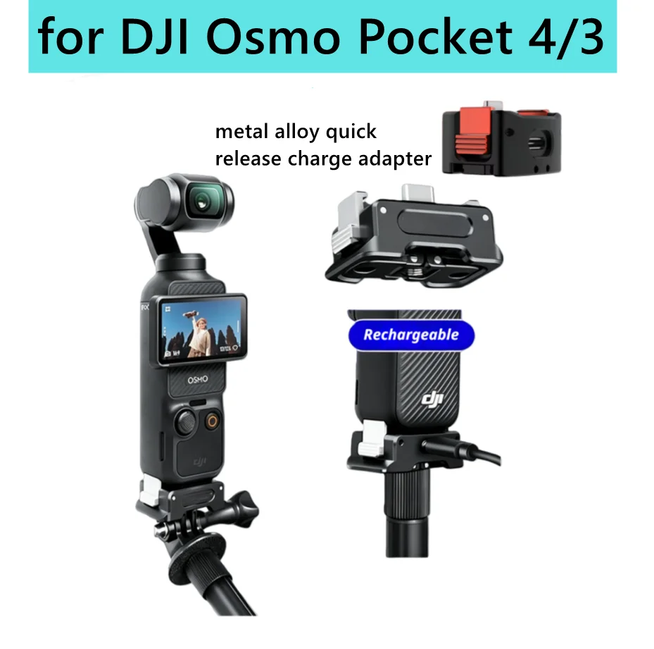 Flymile Metal Alloy Quick-release Base For DJI Osmo Pocket 4/Pocket3 Adapter Mount With Charging Lossless Transmission Interface