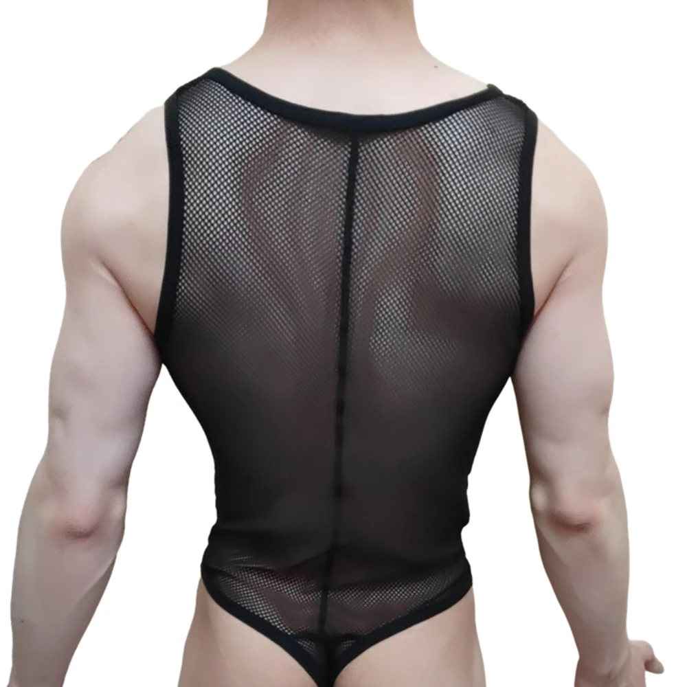 Men Bodysuits Building Shapers Harness Men Singlet Underwear Bikini Sexy Men T-Back Jumpsuit Stretch Thongs Jockstrap Mesh Nylon