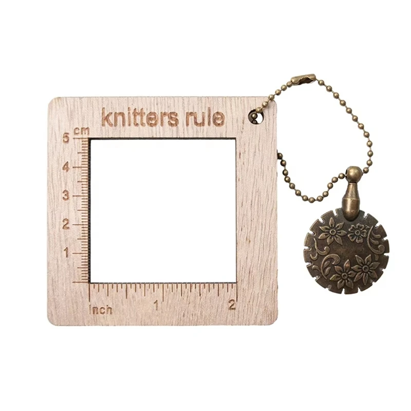 

A81M New Knitting Ruler Gauge Knitting Calculator Density Ruler DIY Weaving Measuring Tools Knitters Ruler With Threader Cutter