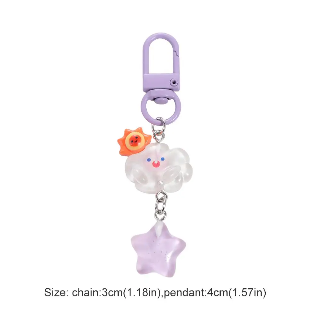 Cute Star Starry Clouds Keychain Korean Style Resin Key Ring Fine Flicker Student