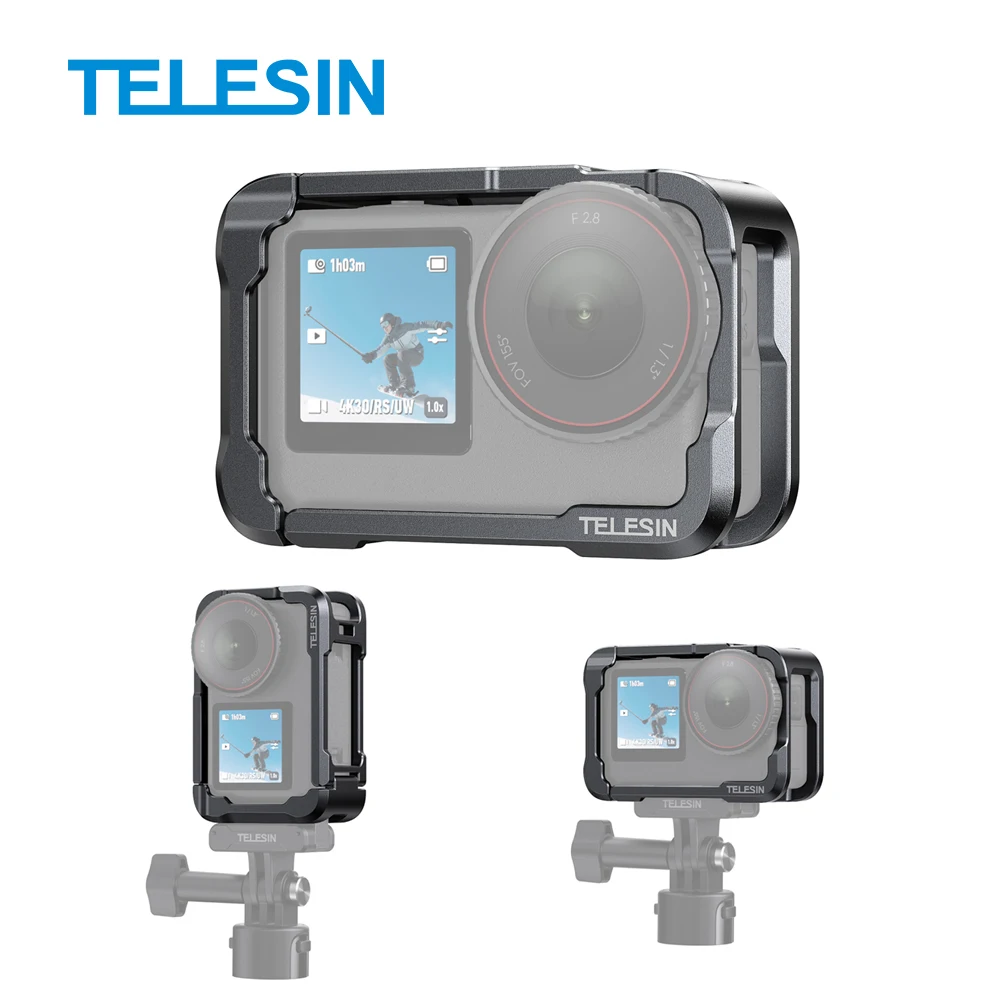 

TELESIN Aluminum Alloy Frame Protective Case Rabbit Cage For DJI OSMO Actioon 6 Dual Cold Shoe Metal Shell Accessory