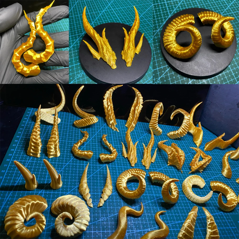 D09-P939 Handmade Toy GSC 1/12 1/8 1/6 1/4 1/3 ID75 BJD Doll Accessories Photo Props Customized Gold Animal Horn 1 Pair